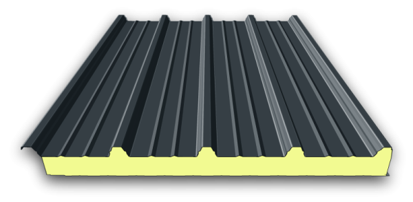 Isolerad takpanel - 100mm - Externa Färger: RAL 7016 Isolerad takpanel - 100mm - Externa Färger: RAL 7016