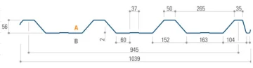 Trapezoidal sheet roof 15 cross-section