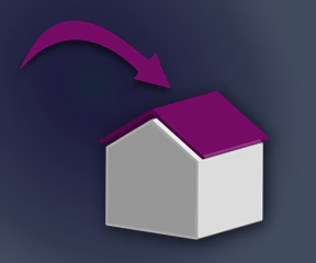 Graphic of houses with highlighted panels wall or roof